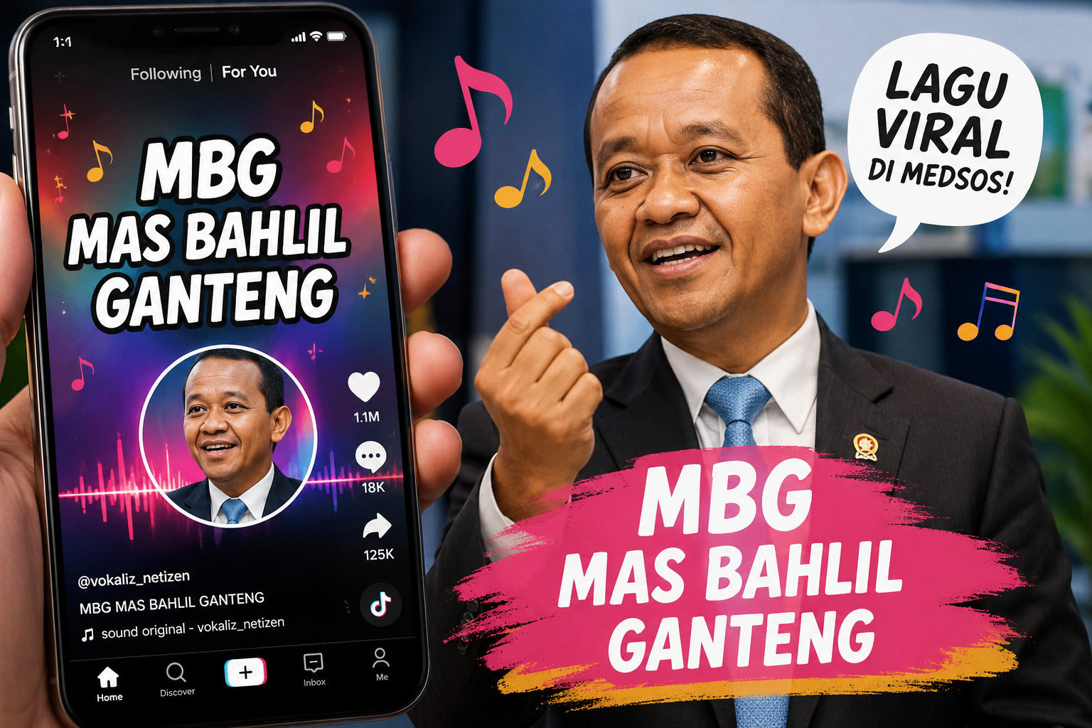 Lagu “MBG Mas Bahlil Ganteng” Viral di TikTok, Konten Audio AI Ramai Digunakan Warganet